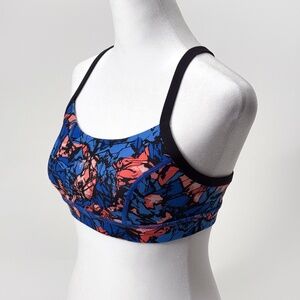 Lululemon Girls Sports Bra Size 6 Blue & Orange Abstract Print V-Strap Back